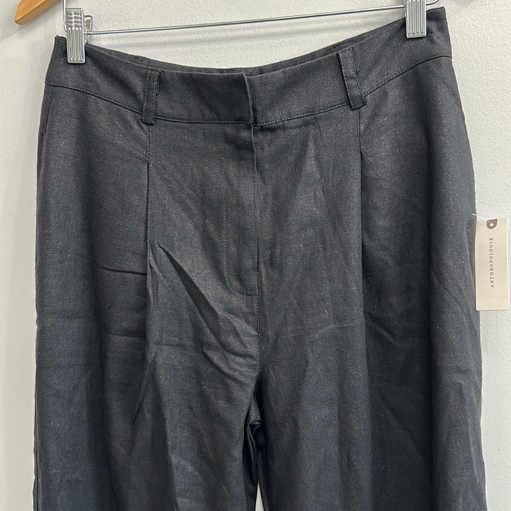NWT Anthropologie linen wide leg black trousers - Picture 7 of 14